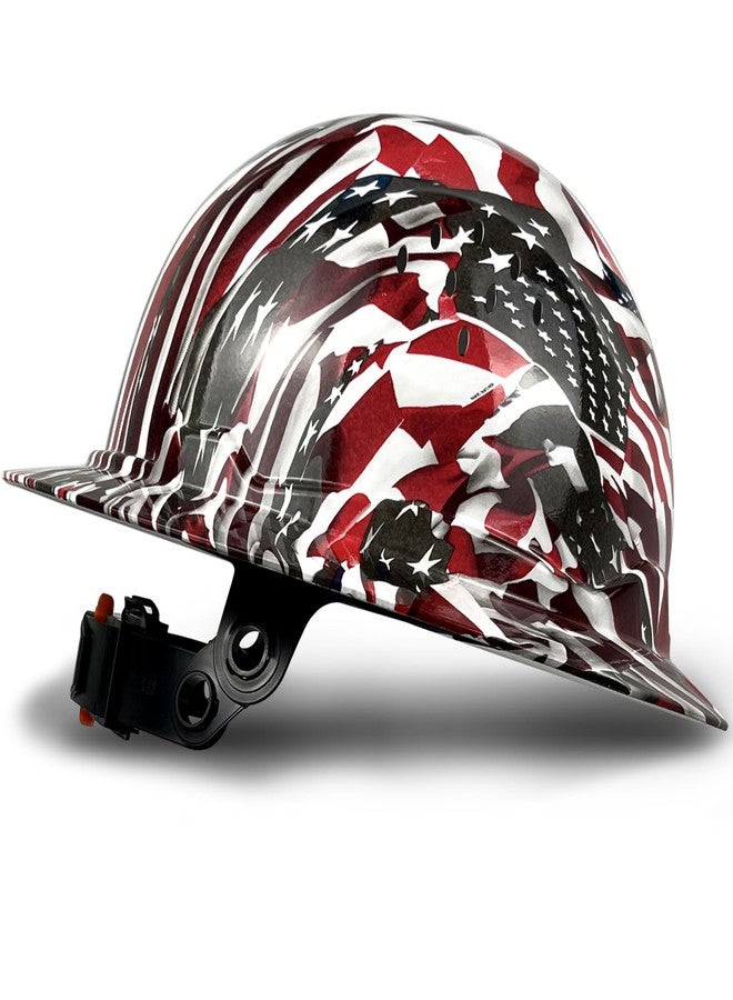 SAFEBUILDER SBD-G1C Construction Full Brim Safety Helmet HDPE Hard Hat Vented Hardhats Sunshade Carbon Fiber Pattern Industrial Work Certified ANSI/ISEA Z89.1 (B-Flag-Full Brim Hard Hats) - Image 1