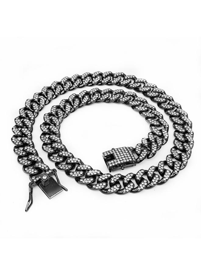 European And American Hip-hop Domineering 2.5mm Full Diamond Large Gold Chain Cuban Chain Necklace Gold Chain Special Direct Sale