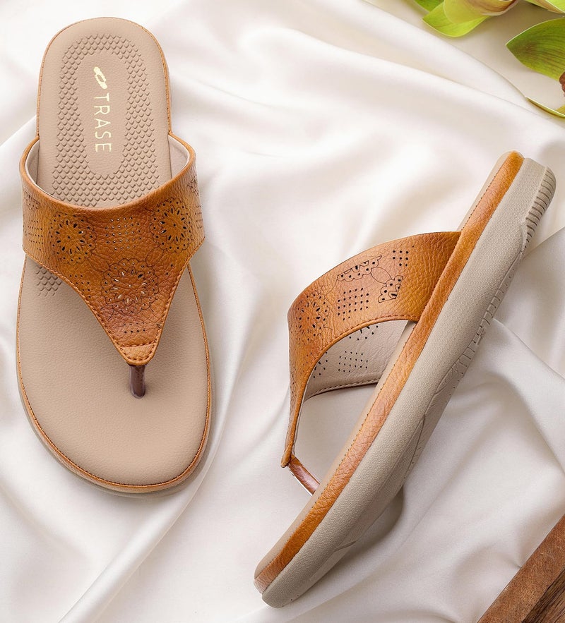 TRASE Flats for Women Stylish | Lightweight Comfortable Slippers for Woman | Soft Sole Ladies Footwear for All Day Comfort (Beige, 40 EURO) - Image 5