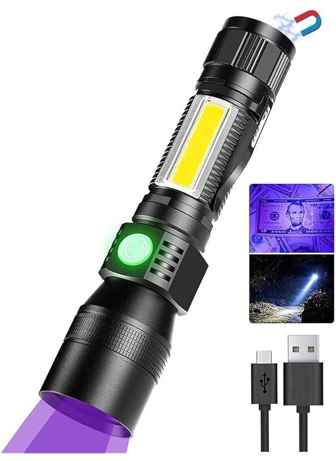 PROMASS promass Rechargeable Flashlights, 3 in 1 Super Bright Black Light Flashlights 1200 Lumens, 7 Modes, Zoomable, IPX6 Waterproof Flash Light Recharchable for Camping, Emergency, Pet Clothing Detection  - Image 1