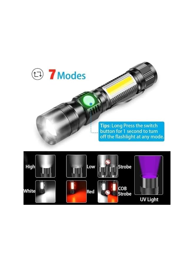 PROMASS promass Rechargeable Flashlights, 3 in 1 Super Bright Black Light Flashlights 1200 Lumens, 7 Modes, Zoomable, IPX6 Waterproof Flash Light Recharchable for Camping, Emergency, Pet Clothing Detection  - Image 5