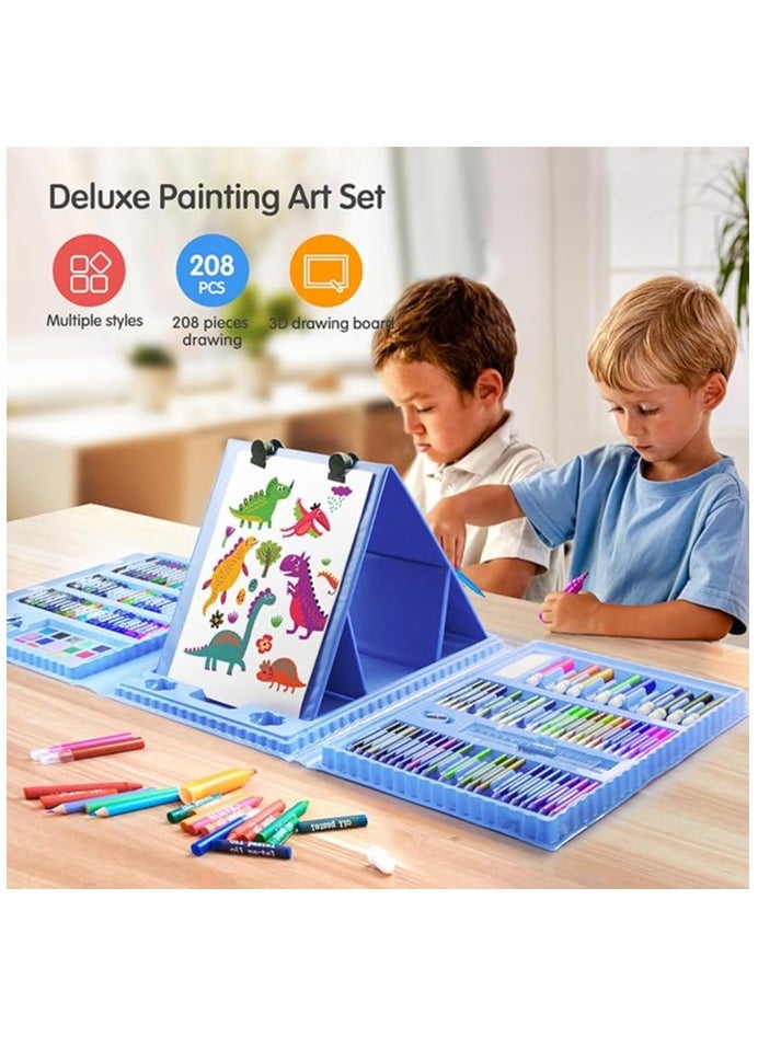 Generic TOMMY HOME 208 Pieces Deluxe Drawing and Coloring Set for 6-12 Years Old Kids, Watercolor Pencils for Kids Girls Boys (Blue - 208 Pieces)  - Image 3