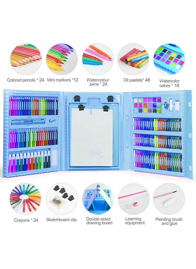 Generic TOMMY HOME 208 Pieces Deluxe Drawing and Coloring Set for 6-12 Years Old Kids, Watercolor Pencils for Kids Girls Boys (Blue - 208 Pieces)  - Image 4