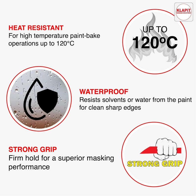 KLAPiT Industrials Waterproof Masking Tape - 2 Inch x 50m (12 pc) - Image 2