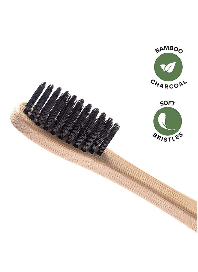 GREENZLA Greenzla Biodegradable Bamboo Toothbrushes, 12 Pack Sturdy BPA Free Soft Bristles Toothbrushes for Adults with Toothbrush Travel Case & Charcoal Dental Floss, Organic & Compostable Wooden Toothbrushes  - Image 1
