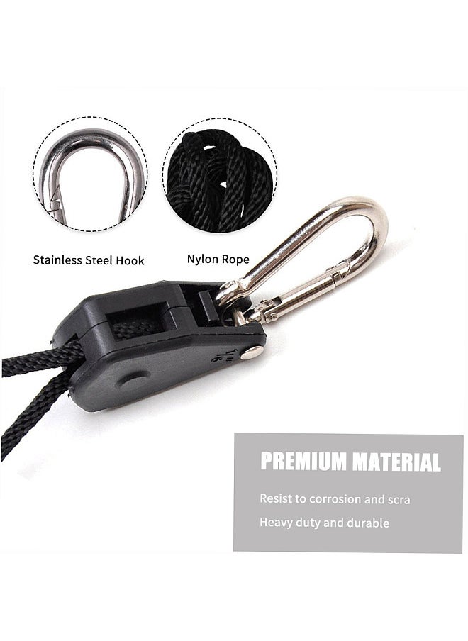 Generic 2-Pack Ratchet 1/8 Inch Adjustable Heavy Duty Tie Down Rope Carabiner Hook Clip Hanger 150lb Capacity for Grow Light Luggage Strap  - Image 4