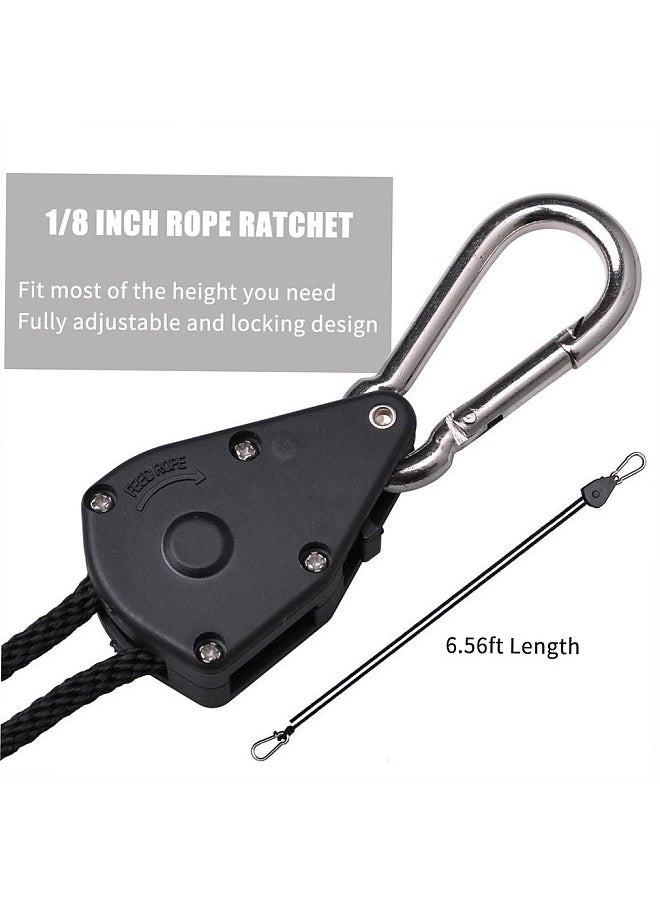 Generic 2-Pack Ratchet 1/8 Inch Adjustable Heavy Duty Tie Down Rope Carabiner Hook Clip Hanger 150lb Capacity for Grow Light Luggage Strap  - Image 2