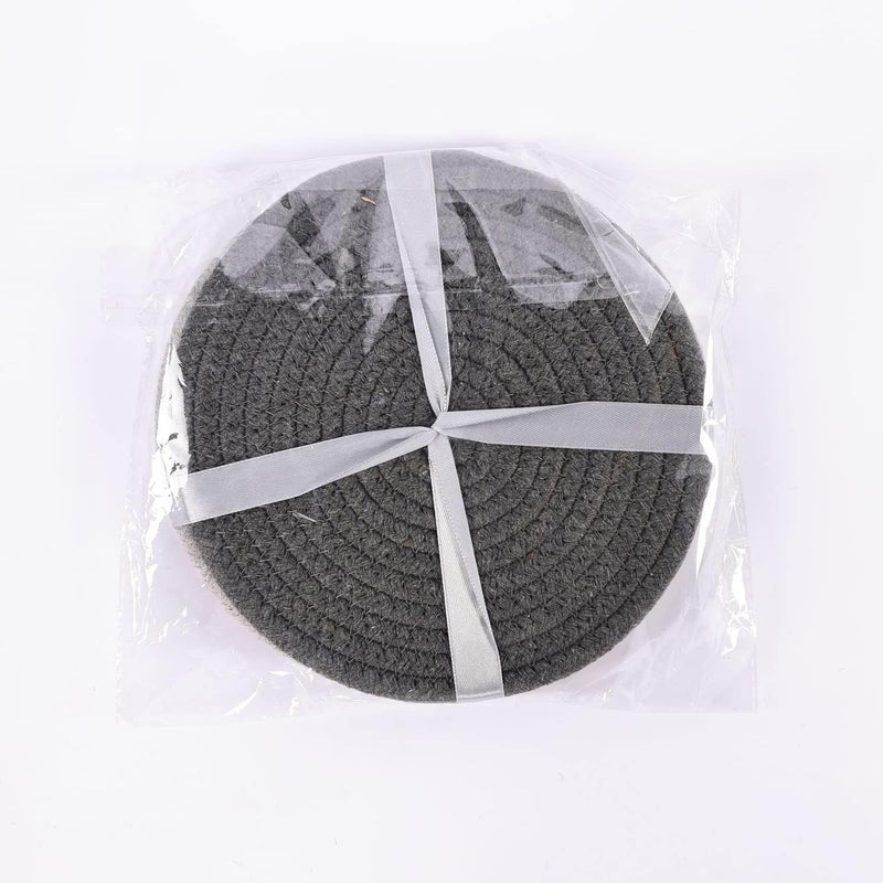 vigor path 100 Cotton Thread Weave Potholders and Trivets  Stylish Coasters Hot Pads Hot Mats Spoon Rest Set of 3  7 Inch Diameter Placemats  Perfect for Cooking and Baking by Diameter Grey - Image 4