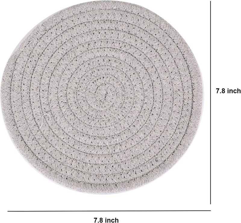 vigor path 100 Cotton Thread Weave Potholders and Trivets  Stylish Coasters Hot Pads Hot Mats Spoon Rest Set of 3  7 Inch Diameter Placemats  Perfect for Cooking and Baking by Diameter Grey - Image 5