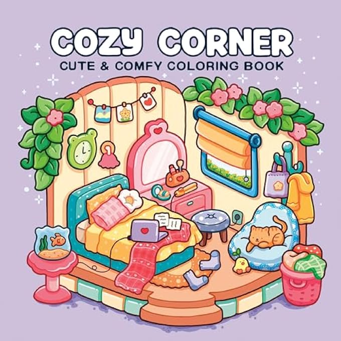 COZY COLORING BOOK, COLORING BOOK FOR KIDS & ADULTS, COZY SPACES MINI WATERCOLOR STYLE DESIGNS, STRESS RELIEF & RELAXATION COLORING BOOKS, GIFT FOR TEENS & ADULTS - Image 1