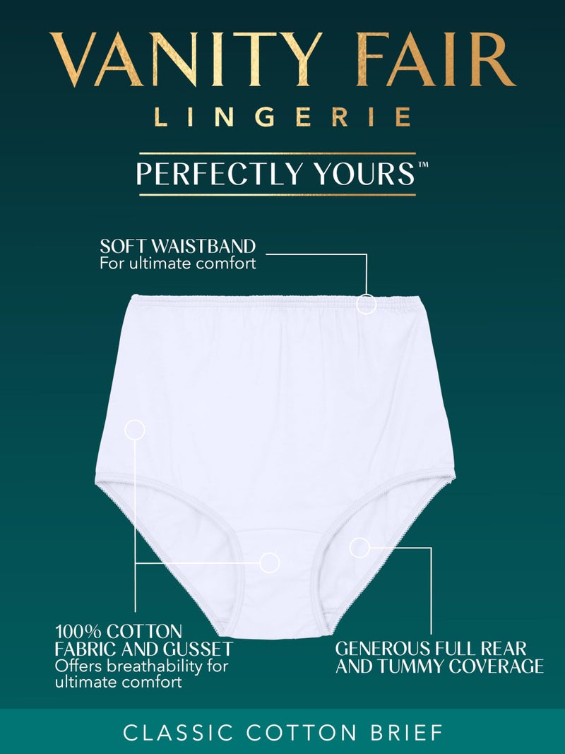 Vanity Fair Women's Perfectly Yours High Waisted Brief Panties, Cotton-3 Pack-Pink/Candleglow/Blue, 8 - Image 4