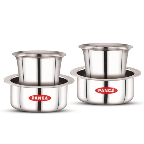 PANCA Stainless Steel Tumbler Glass Set | 180ml South Indian Tea Coffee Cups | Filter Chai Cutting Glasses for Water, Drinking, Dabara Set, Small Steel Glasses for Home (Set of 4) - Image 1