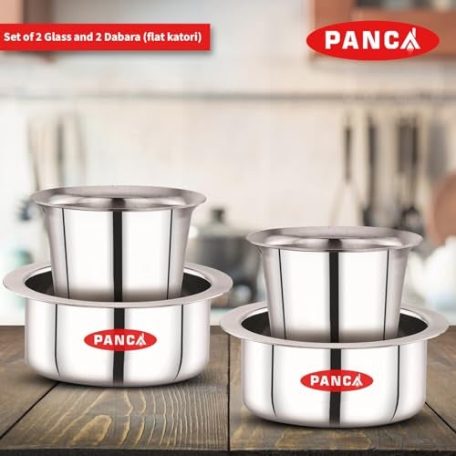 PANCA Stainless Steel Tumbler Glass Set | 180ml South Indian Tea Coffee Cups | Filter Chai Cutting Glasses for Water, Drinking, Dabara Set, Small Steel Glasses for Home (Set of 4) - Image 5