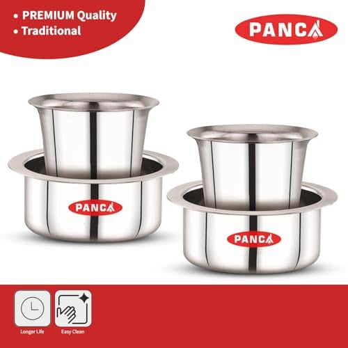 PANCA Stainless Steel Tumbler Glass Set | 180ml South Indian Tea Coffee Cups | Filter Chai Cutting Glasses for Water, Drinking, Dabara Set, Small Steel Glasses for Home (Set of 4) - Image 3
