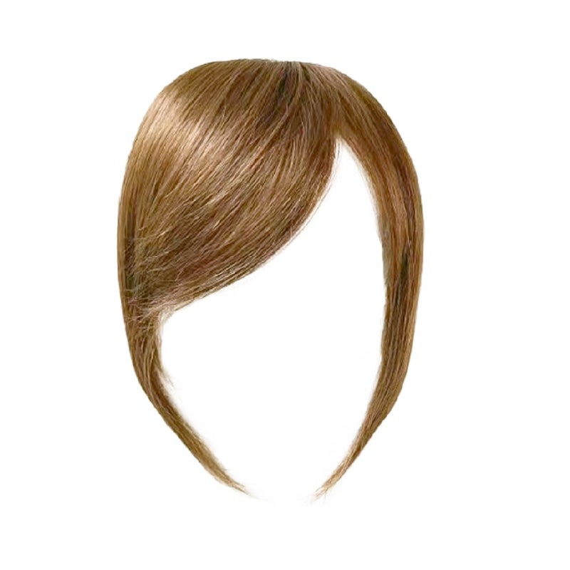 Dsoar Thick Side Bangs Clip in Real Human Hair Bangs Natural Clip On Side Bangs Straight Fringe Hair ExtensionsLight Brown ColorWith Temples