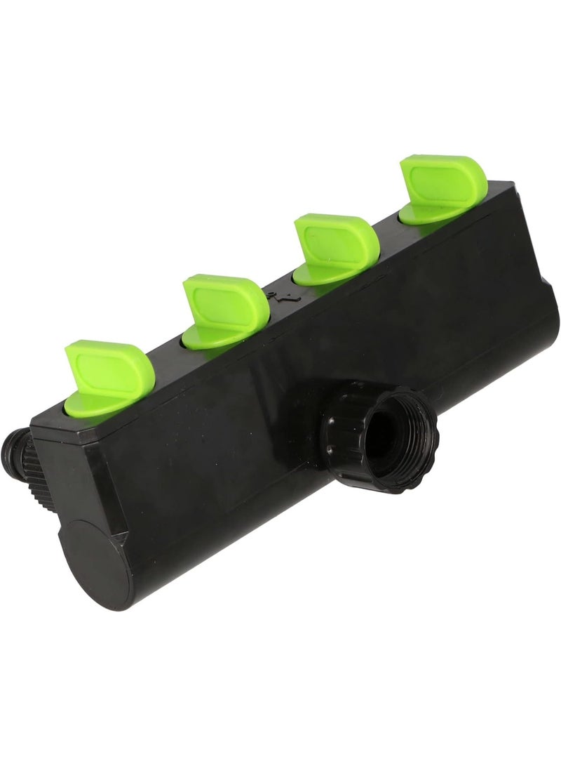 Emerald 4-Way Distributor for tap, Water 4-Way Distributor with 4 Hose Quick couplings for Garden Irrigation, Water Flow is Adjustable and Lockable - Image 1