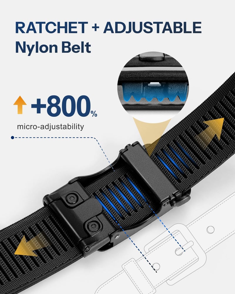 FAIRWIN Men's Ratchet Belt, Golf Tactical Work Casual Stretch Nylon Webbing with Adjustable Ratcheting Buckle, Gifts for Men - Image 3