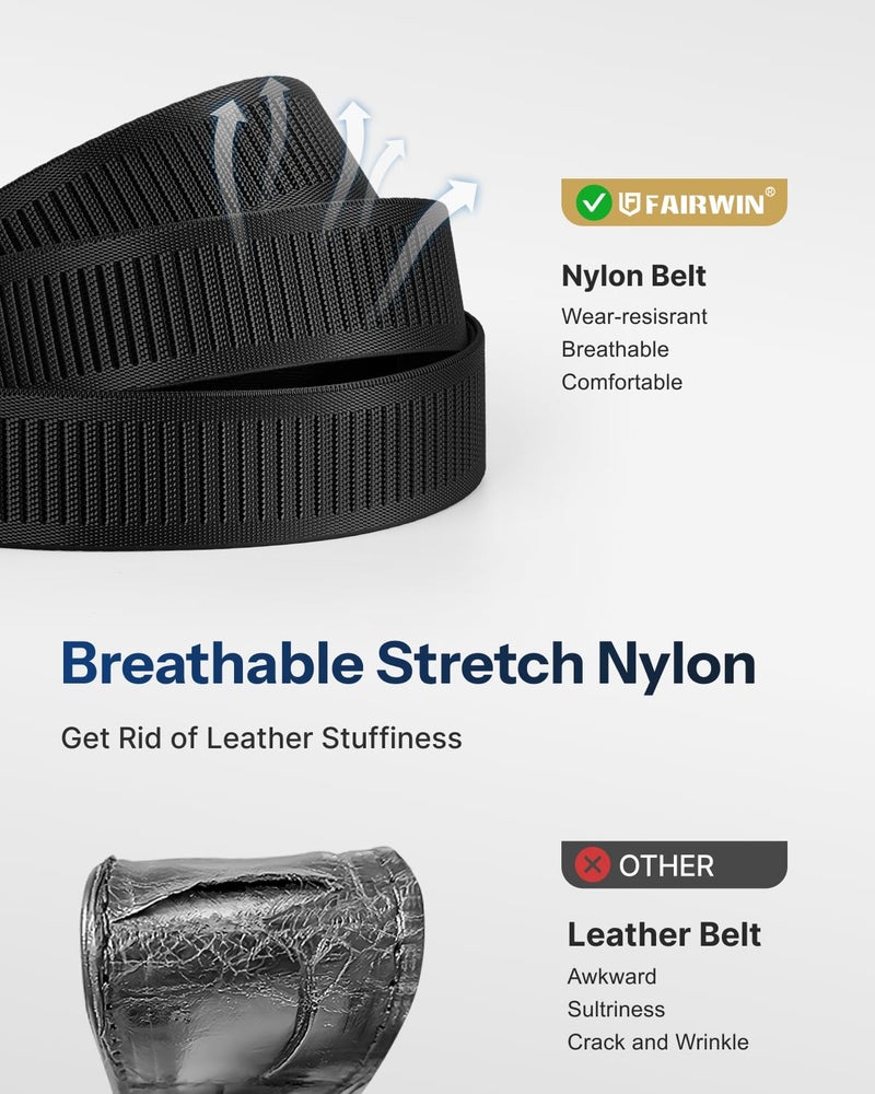 FAIRWIN Men's Ratchet Belt, Golf Tactical Work Casual Stretch Nylon Webbing with Adjustable Ratcheting Buckle, Gifts for Men - Image 5