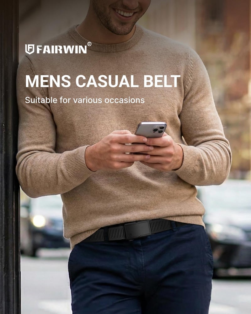 FAIRWIN Men's Ratchet Belt, Golf Tactical Work Casual Stretch Nylon Webbing with Adjustable Ratcheting Buckle, Gifts for Men - Image 2