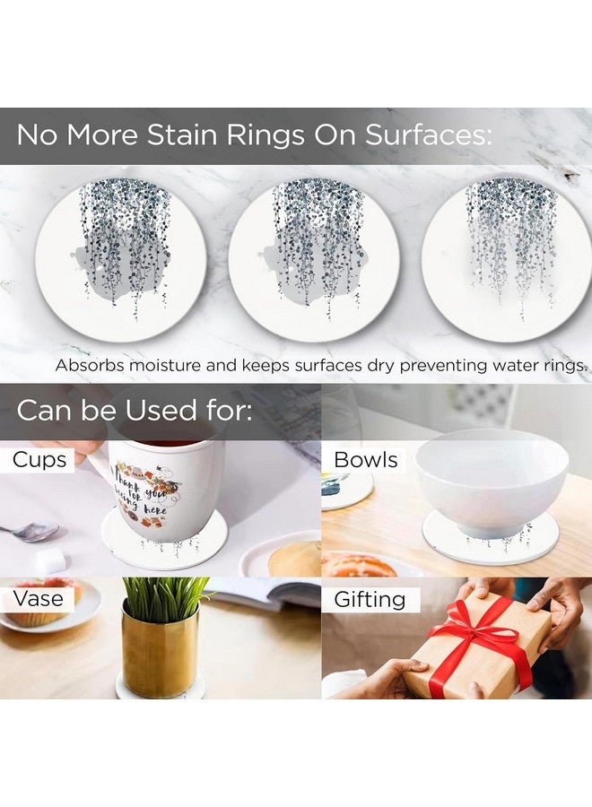 Kuber Industries Kuber Industries 6 Pcs Anti-Skid Tea Coaster with Holder | Water Absorbing Round Tea Cup & Water Glass Cover Top Lid - Black & White  - Image 5
