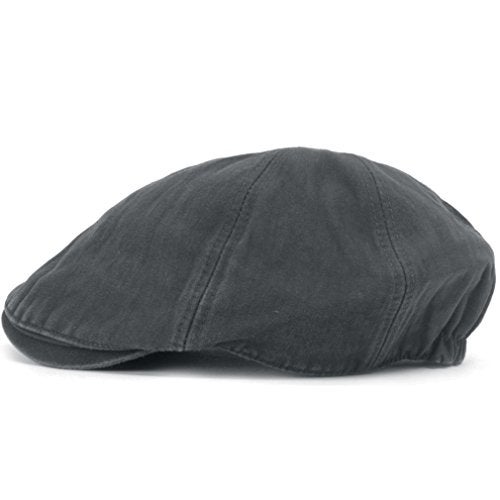 ililily Cotton Washed Flat Cap Cabbie Hat Gatsby Ivy Irish Hunting Newsboy Stretch Fit, Charcoal - Image 3