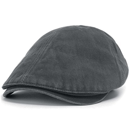 ililily Cotton Washed Flat Cap Cabbie Hat Gatsby Ivy Irish Hunting Newsboy Stretch Fit, Charcoal - Image 1