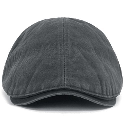 ililily Cotton Washed Flat Cap Cabbie Hat Gatsby Ivy Irish Hunting Newsboy Stretch Fit, Charcoal - Image 2