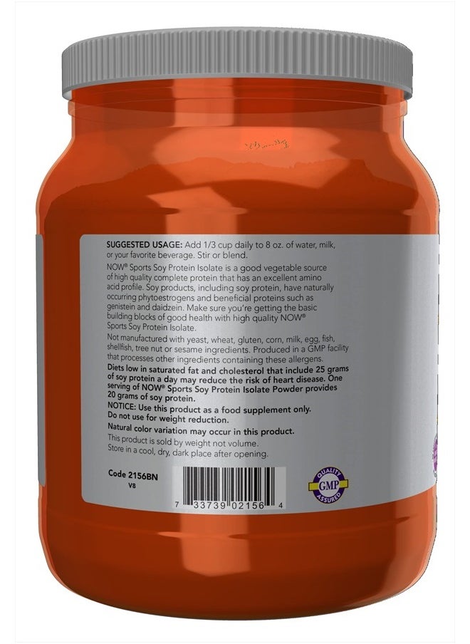 now - Sports Nutrition, Soy Protein Isolate 20 G, 0 Carbs, Unflavored Powder, 1.2-Pound - Image 1