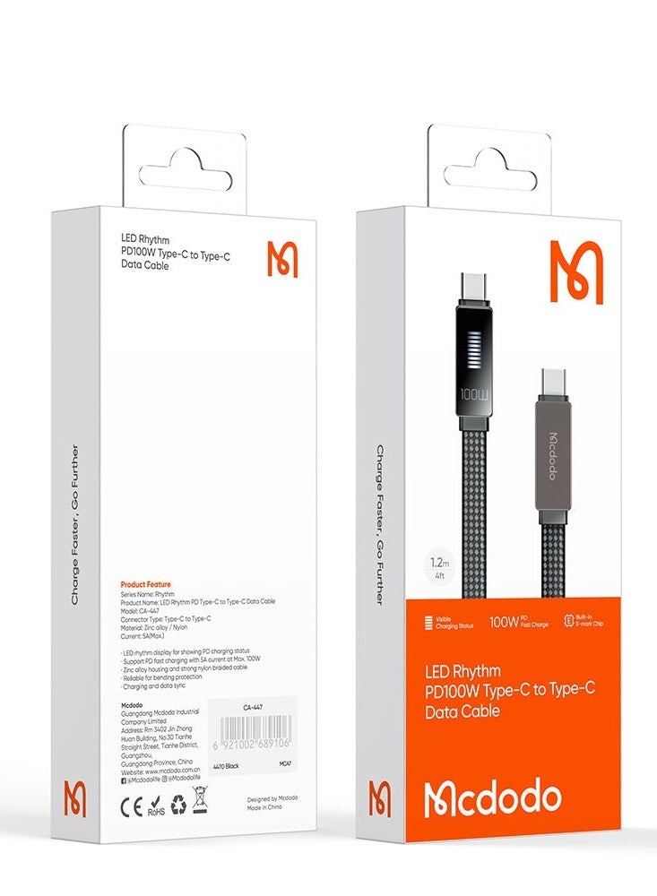 Mcdodo كابل بيانات مكدودو CA-447 من سلسلة ريثم 100 واط من نوع C إلى نوع C بطول 1.2 متر - Image 1