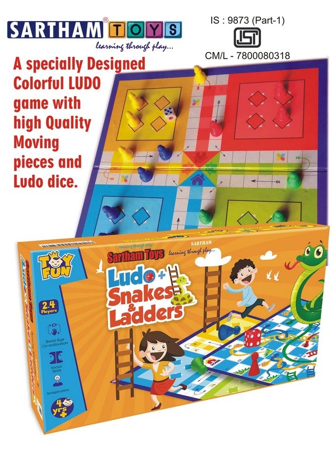 SARTHAM 2 In 1 Board Games, Ludo And Snake And Ladder, Multicolor, Age 4+ - Image 1