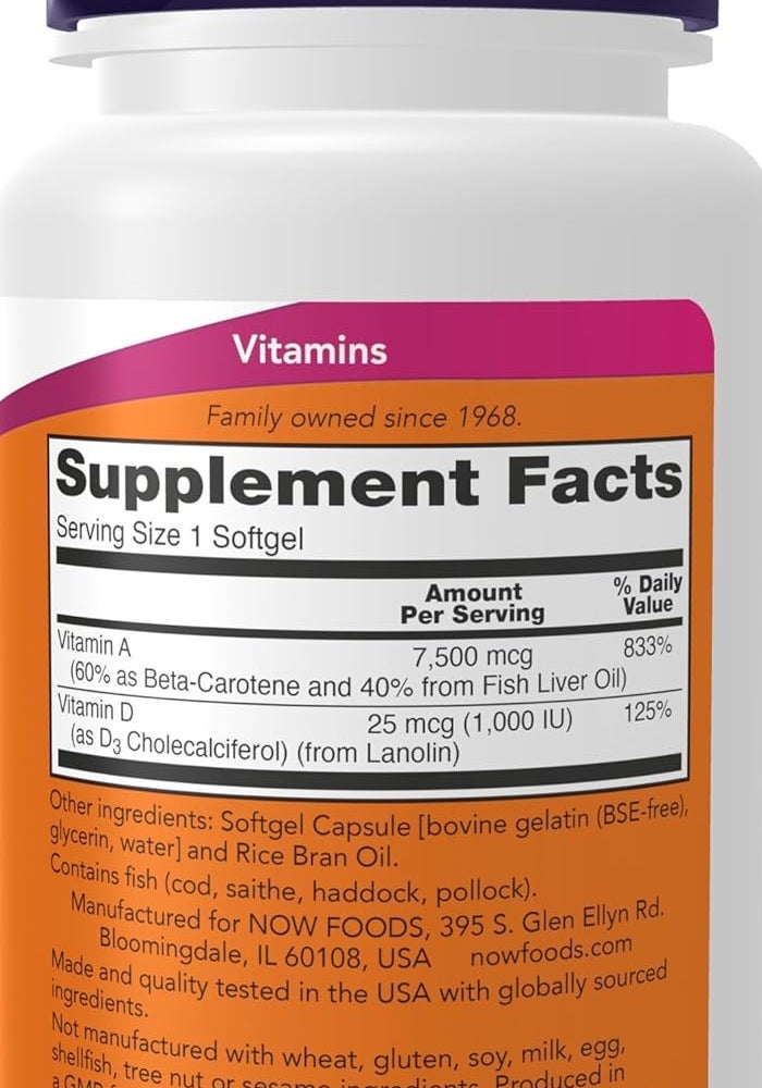 NOW Foods Ultra A & D3 100 Softgels - Eye & Bone Health Supplement - Image 2