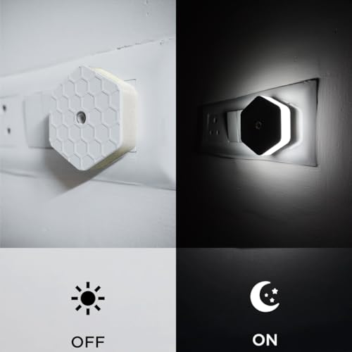 HOARD Hexagon-Shaped Warm Amber LED Plug-in Night Lamp with Automatic Sensor, Energy Efficient, Touch Control (Clear White, Pack of 1) - Image 4