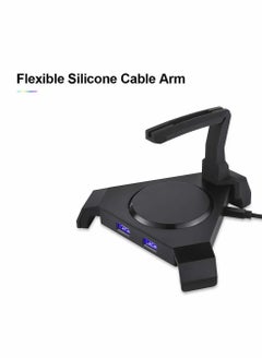 Y&D Mouse Bungee, Gaming Cord Controller, with 4 Port USB Hub & RGB Lighting, Cable Management Organizer Fixer Holder - Black  - Image 5