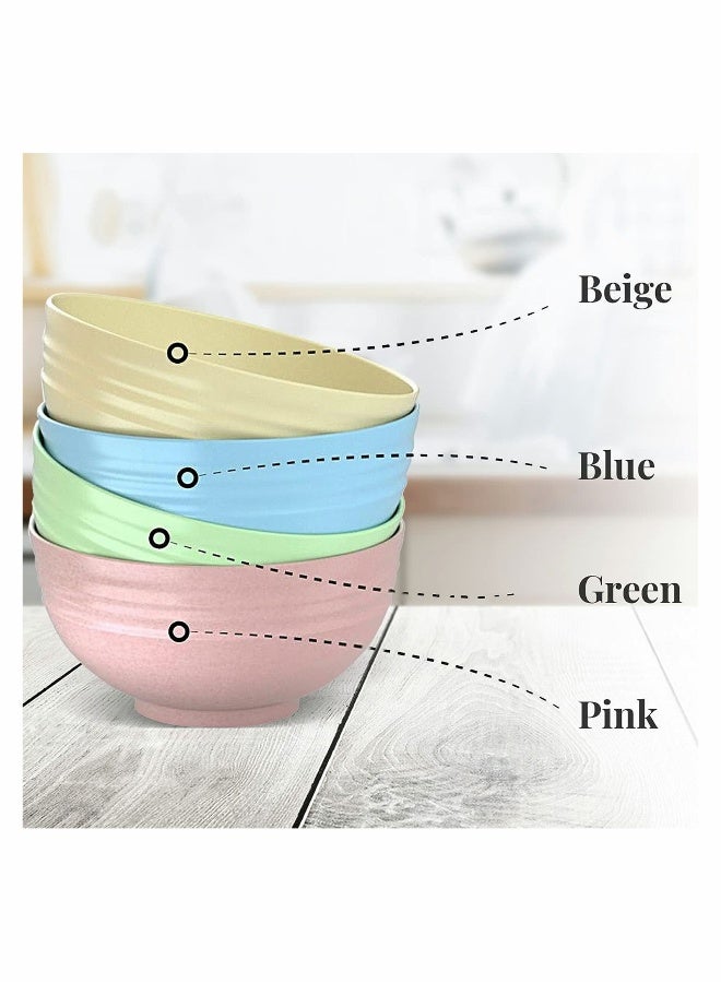 Unbreakable Cereal Bowls Reusable Fiber Lightweight Bowl Set of 4 BPA Free Dishwasher Microwave Safe Perfect for Rice Fruit Salad Pasta Noodles Soup Kids Children Toddler Adult - Image 5