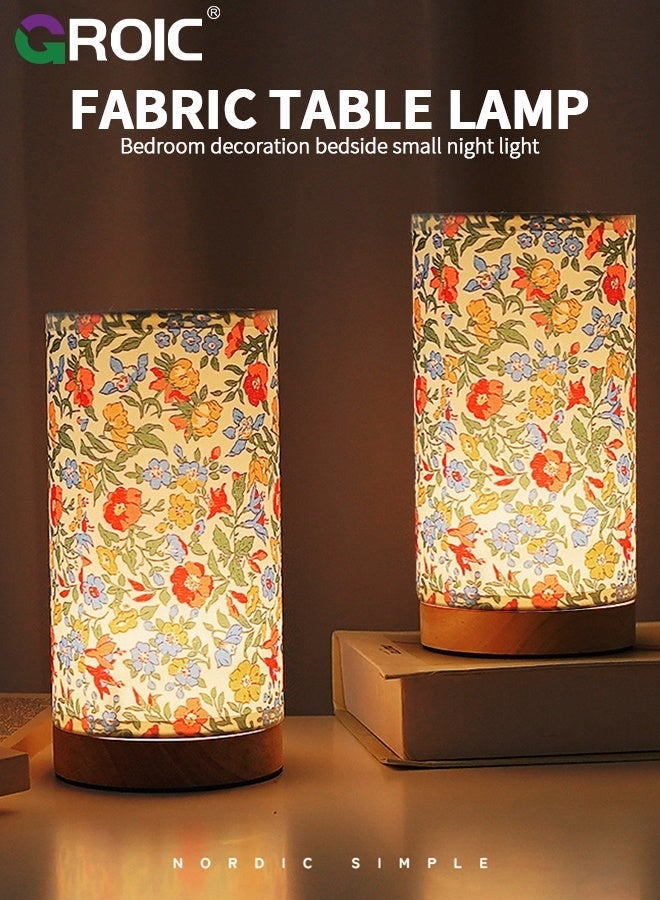 GROIC Bedside Touch Lamp with USB Ports, Modern 3 Way Dimmable Small Lamp with Flower Fabric Shade, Nightstand Lamp for Living Room, Bedroom, Kids' Room Decoration - Image 3