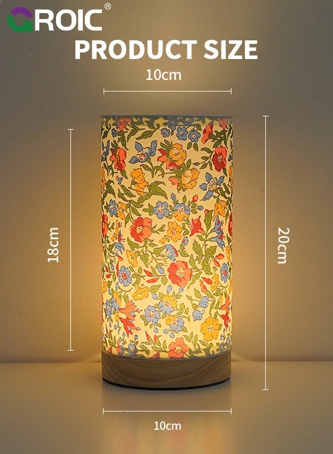 GROIC Bedside Touch Lamp with USB Ports, Modern 3 Way Dimmable Small Lamp with Flower Fabric Shade, Nightstand Lamp for Living Room, Bedroom, Kids' Room Decoration - Image 2