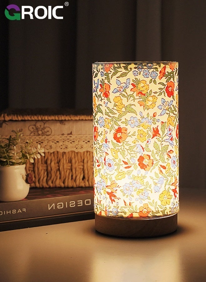 GROIC Bedside Touch Lamp with USB Ports, Modern 3 Way Dimmable Small Lamp with Flower Fabric Shade, Nightstand Lamp for Living Room, Bedroom, Kids' Room Decoration - Image 5