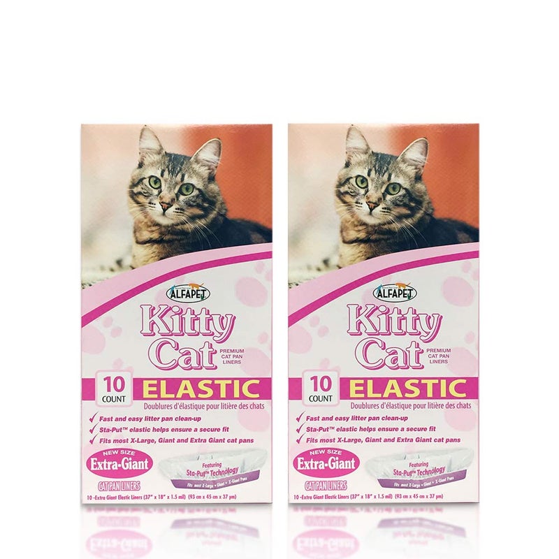 Alfapet Cat litter box liners, Elastic bags liners, 20 Count For Large, X-Large, Giant, Extra-Giant Size litterbox- With Sta-Put Technology for Firm, Easy Fit- Quick + Clever Waste Cleaners, Pack of 2 - Image 1