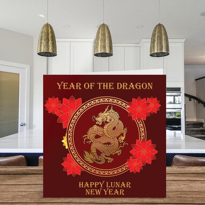 Stuff4 Family Lunar/Chinese New Year Cards for Women Men - Dragon - Happy Lunar New Year Card To All The family Sister Brother Cousin Uncle Aunt  5.7 x 5.7 Inch Single Greeting Cards Gift - Image 3