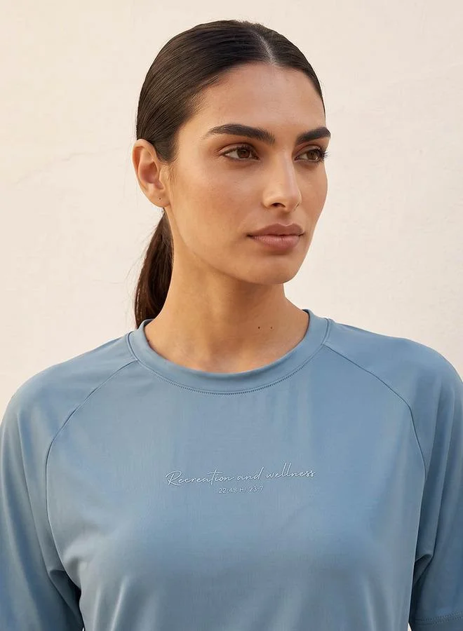 Splash Active BLUE Printed 2 Way Stretch T shirt for Women | Best Price UAE