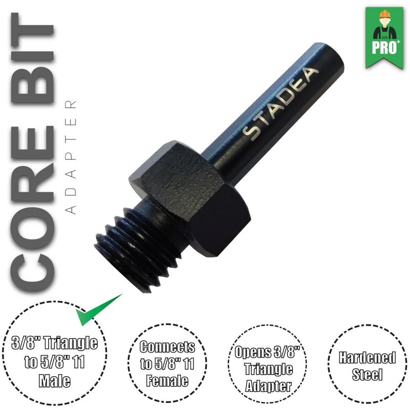 Stadea ADC105K Core Drill Bit Adapter for Threaded Diamond Hole Saw Core Drill Bit - 3/8" Triangle to 5/8" 11 Male - Image 3