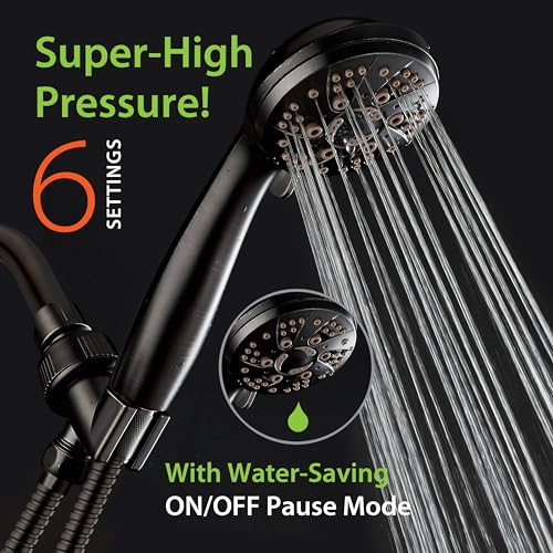 AquaDance For California High Pressure 6-Setting Oil Rubbed Bronze Face Handheld Shower with Hose for Ultimate Shower Experience! Officially Tested to Meet Strict US Quality & Performance Standards! - Image 4