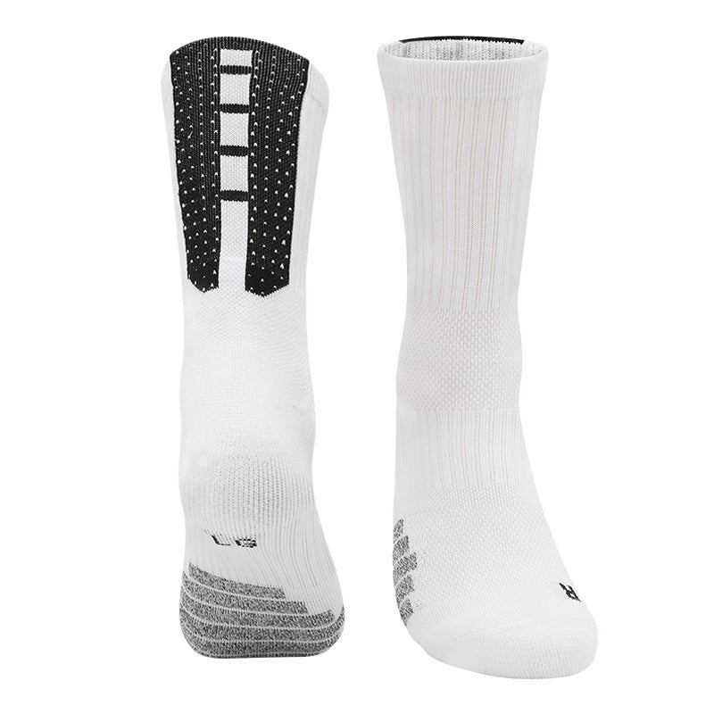 Generic Factory high-top basketball socks mens long mid-tube sports socks mens breathable towel bottom sweat-absorbent elite socks wholesale White - Image 1