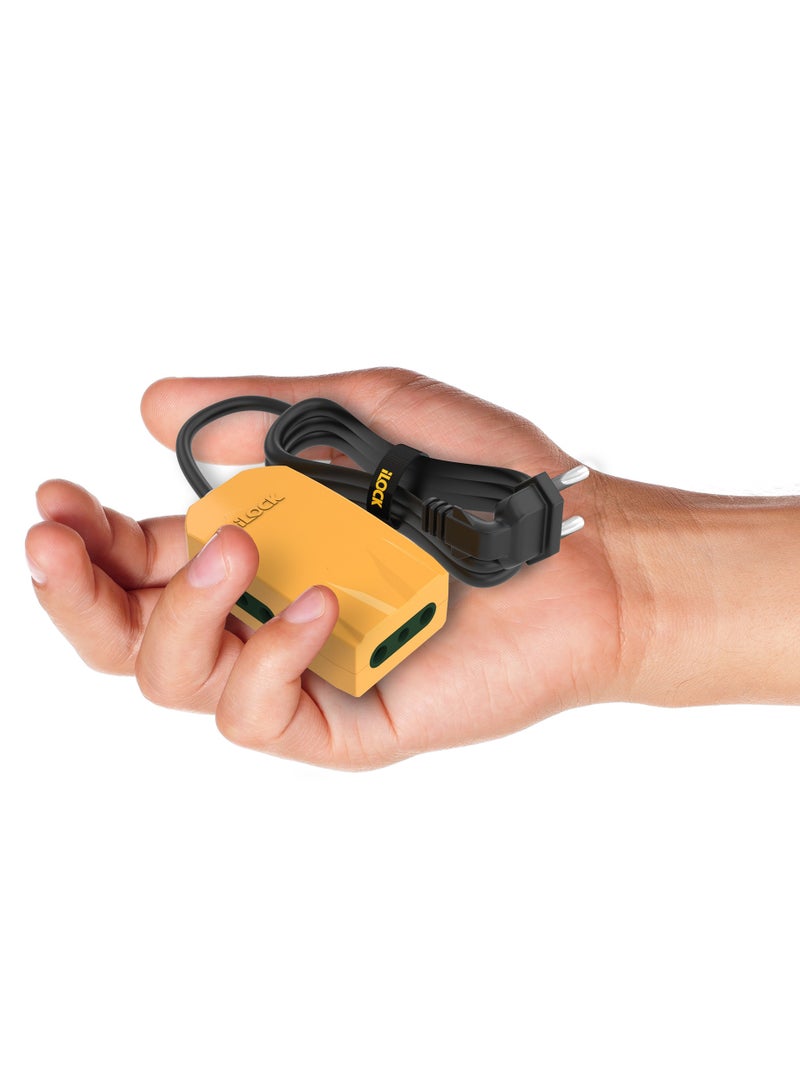iLOCK Mini Power Strip - 3 Outlets (1.5 m, yellow) - Image 2