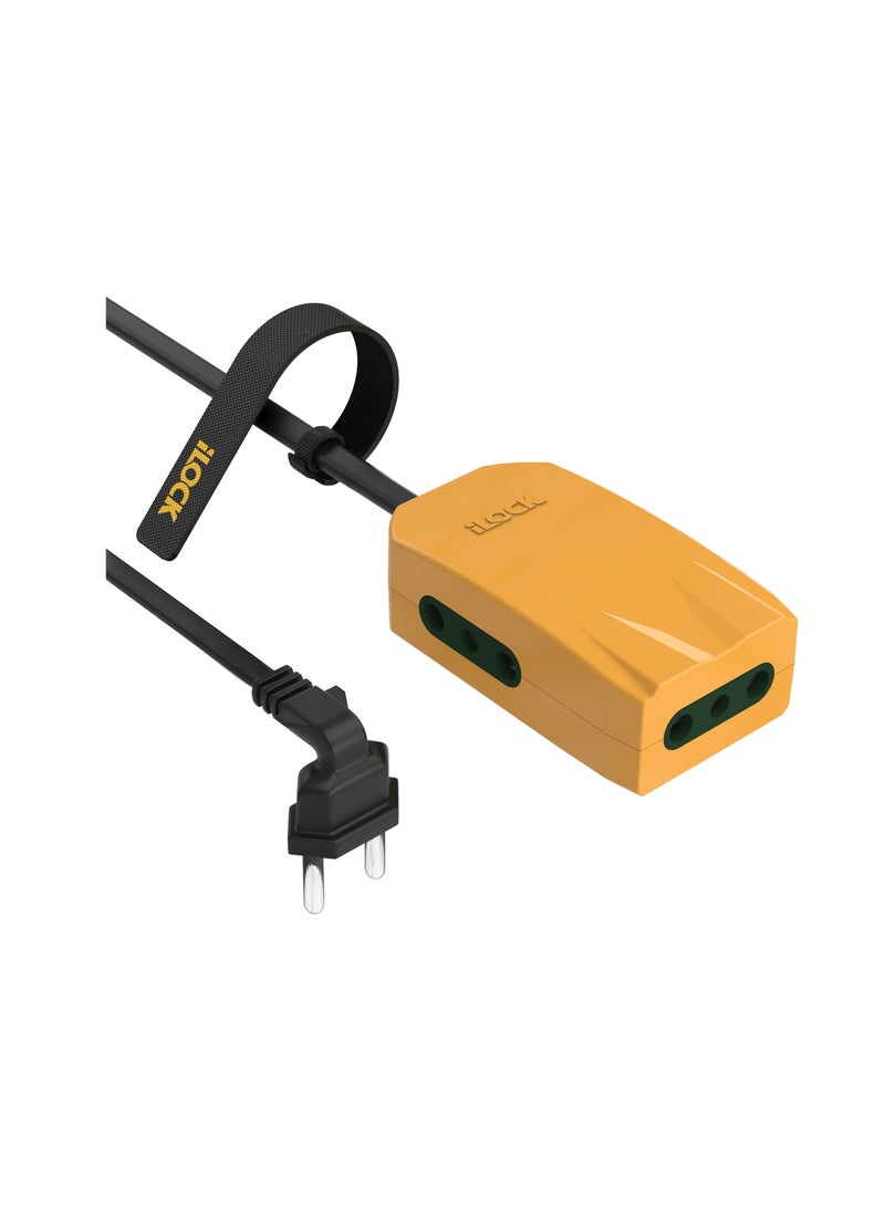 iLOCK Mini Power Strip - 3 Outlets (1.5 m, yellow) - Image 3