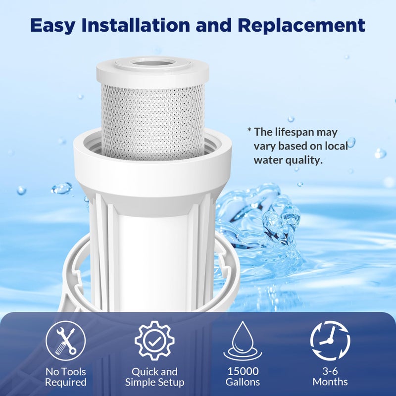 Membrane Solutions 5 Micron 2.5" x 10" CTO Carbon Block Water Filter Cartridge Replacement for Whole House Filtration Systems, Compatible with WFPFC8002, WFPFC9001, FXWTC, WHKF-WHWC, 6-Pack - Image 5