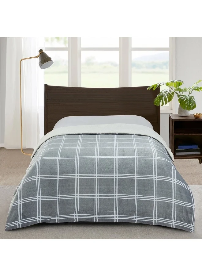 Home Box Braxton Magadan Printed Flannel Sherpa Queen Blanket 220 x 200 cm