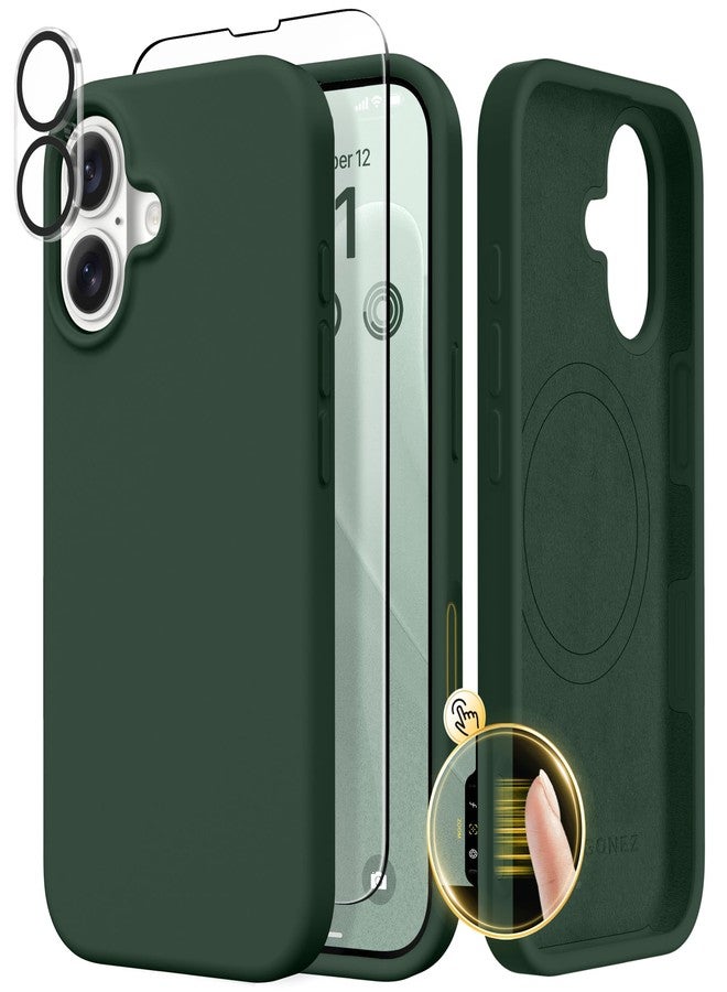 GONEZ Magnetic for iPhone 17 Case, Compatible with MagSafe, [Screen Protector + Camera Lens Protector], Liquid Silicone Anti-Scratch Shockproof Protective Phone Case, Army Green - Image 1