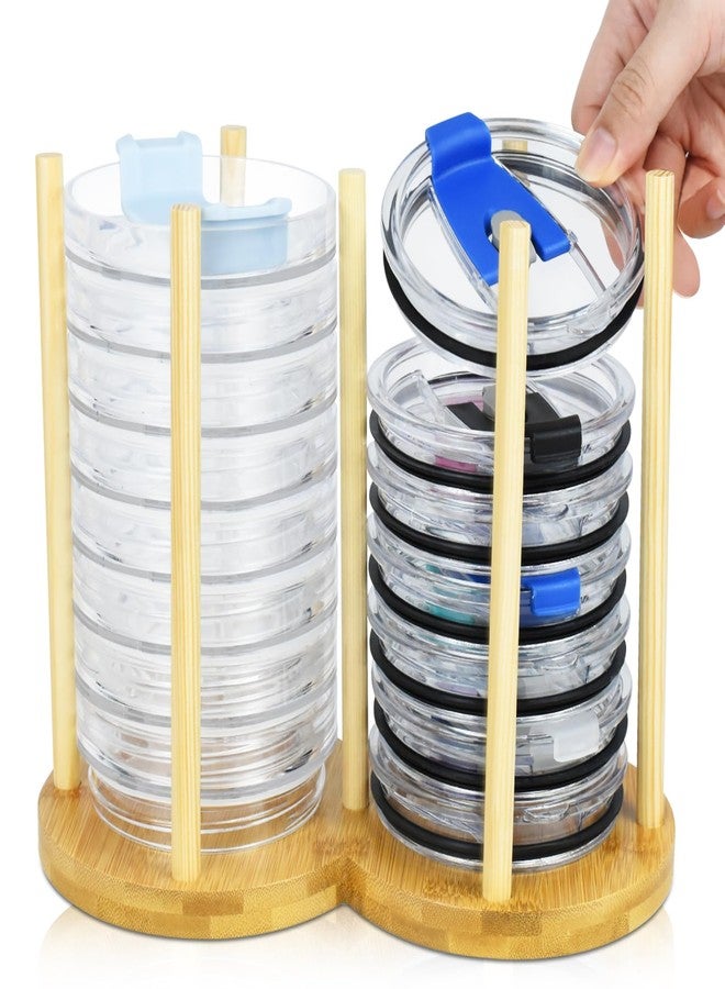 Artcome 2-in-1 Tumbler Lids Organizer, Standing Cup Lid Holder for Drinking Lids & Straw Lids, Removable and Stackable Design for Easy Access, Organize up to 18 Lids - Image 1