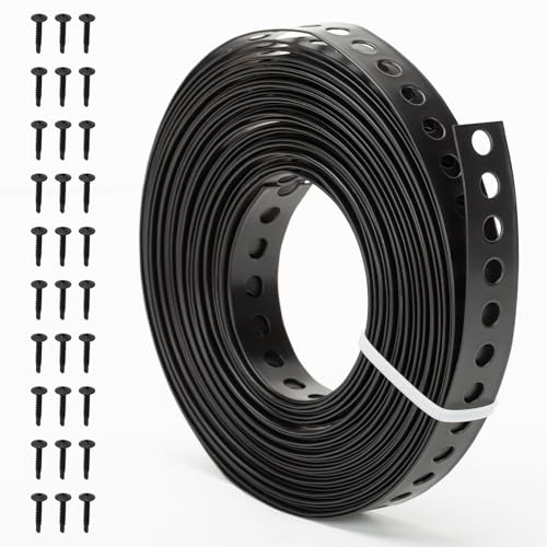 AxiSculpt Black Metal Strap with Holes 3/4 Inch×33-Feet Perforated Galvanized Hanger Strap 0.6mm Thickness Securing Strap with Truss Head Screws for Ductwork and Building Applications - Image 1
